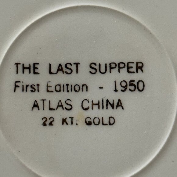 22k gold-trimmed wall plate "The Last Supper" - vintage 1950 - Picture 5 of 5